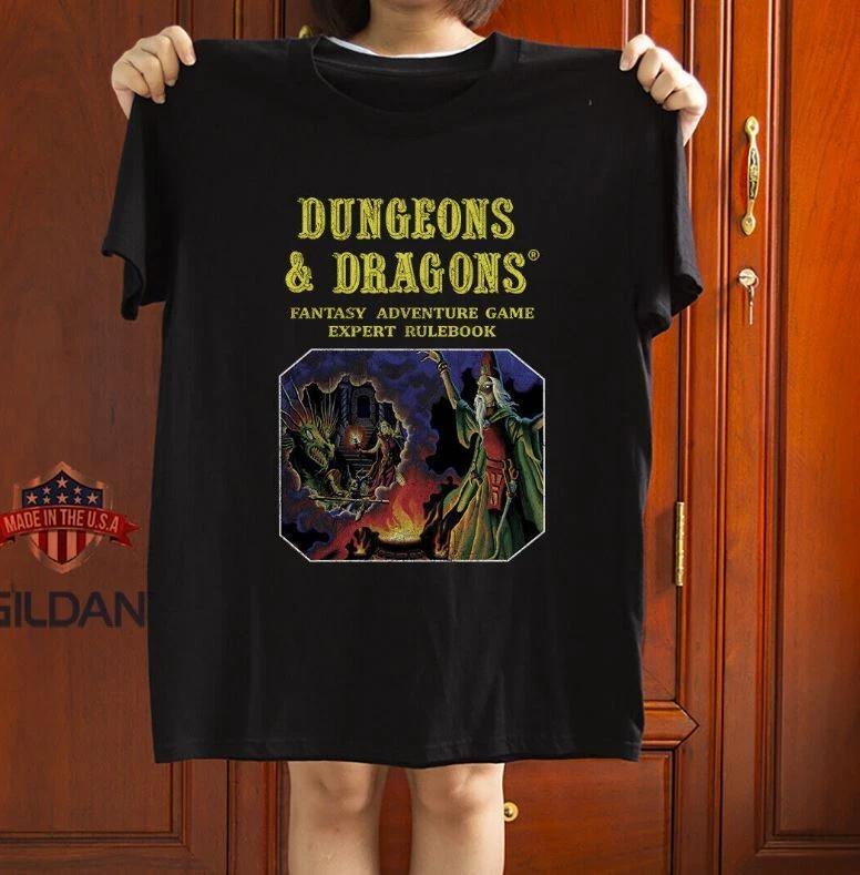 Unisex Black Dragon and Dungeon Fantasy Adventure Tshirt Casual Printed Pattern Tshirt Street Fashion Outfit