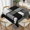 Elegant Black and White Grey Geometric Print Tablecloth - Rectangular Polyester Dining Table Cover for Festive Party Table Decor