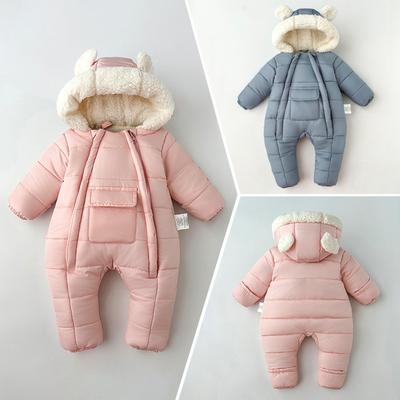 Vestiti per neonato Outfit invernale Pagliaccetto per neonata Foderato in pile Cotone Inverno Tuta con zip per gattonare Tuta intera per neonato
