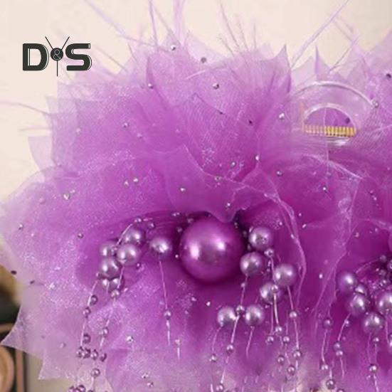 Vlasový dráp Peří Síťovina Příze Květinový dekor Spona do vlasů s umělým perlovým střapcem Zadní část Hlava Sprcha Vlasy Dráp