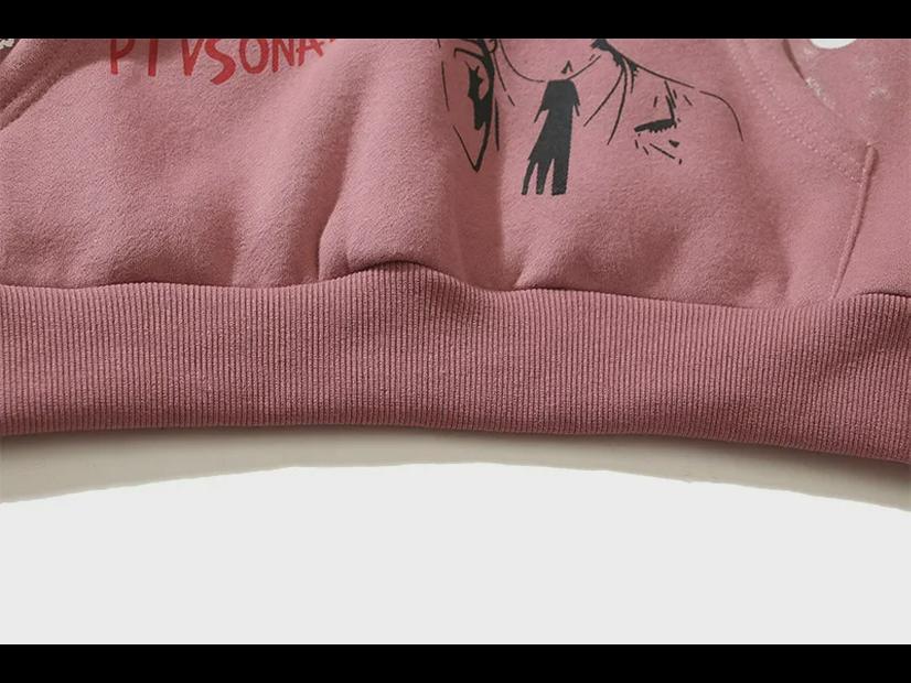 Ouyang Nana's Rust Red Graffiti Mud-Dyed Velvet Hoodie (Unisex)