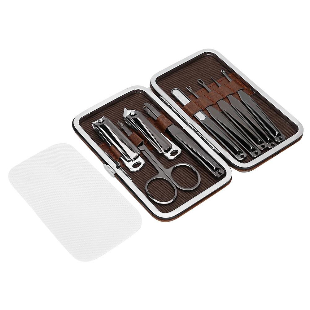 

9pcs Portable Nail Clipper Eyebrow Scissors Dead Skin Pusher Nail File Manicure Tool Set