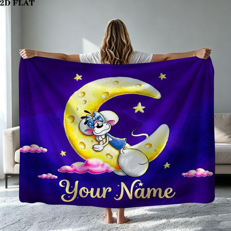 1PC Diddl Custom Name Patterned Flannel Blanket Suitable For All Seasons for Home Decor Warmth and Comfort Gifts Holiday Present