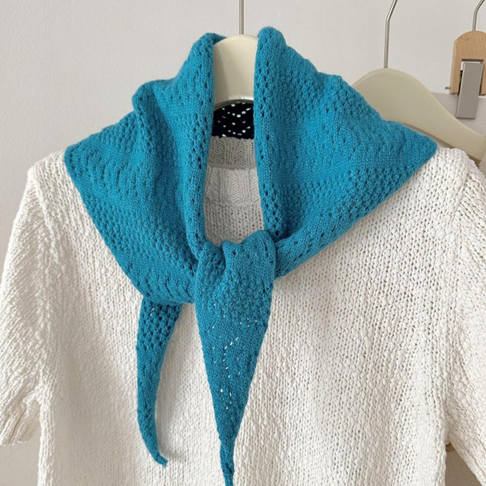 Neck Protection Warm Shawl Scarf Hollow Out Women Headscarf Fashion Knitted Triangle Scarf  Women