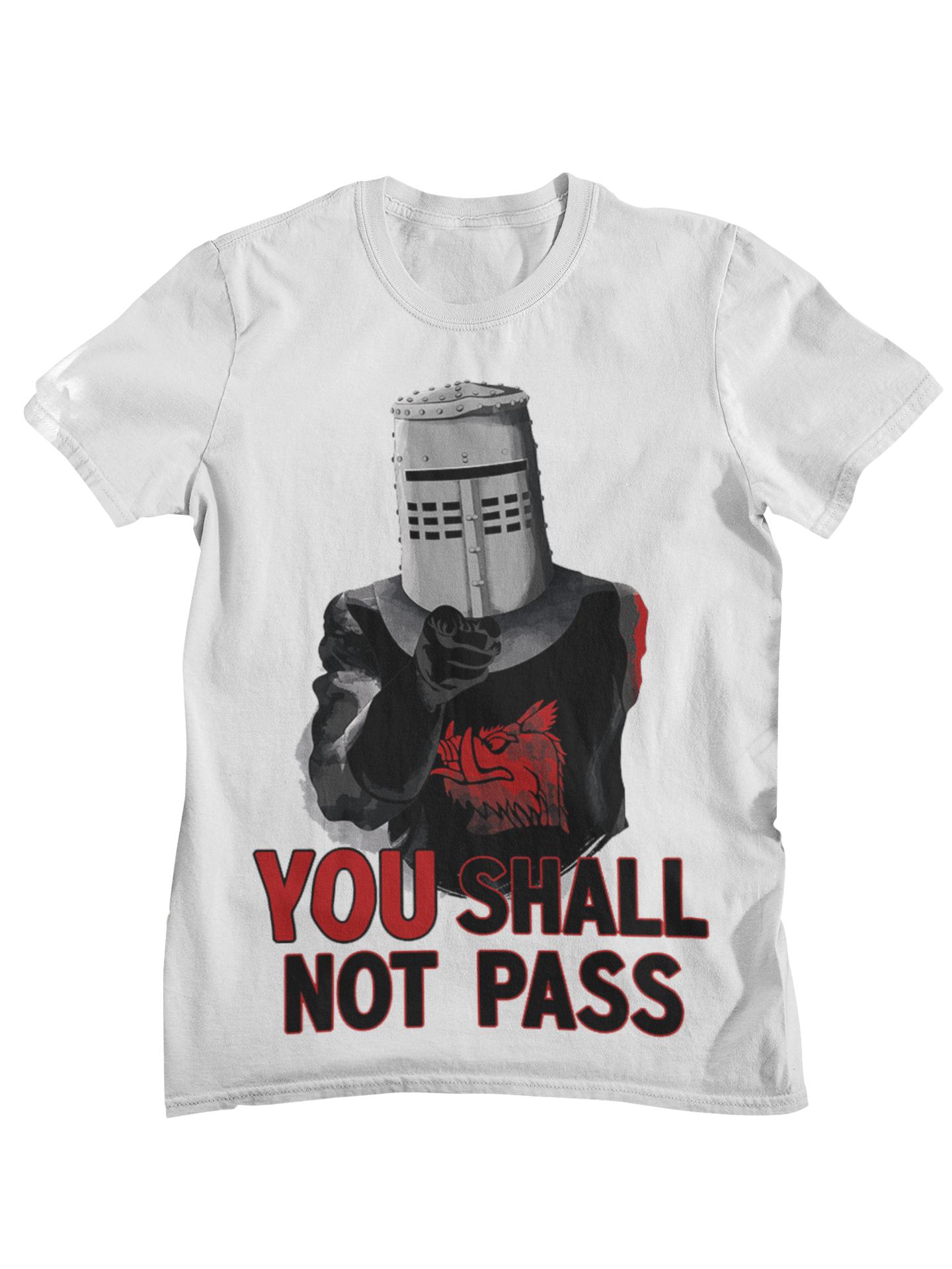 You Shall Not Pass Black Knight Monty Python Parody Graphic TShirt Unisex Women Cotton Casual Streetwear Tops L