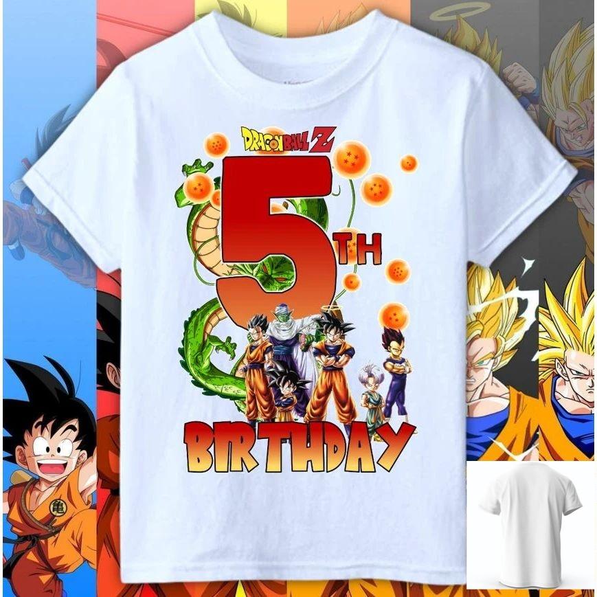 2026 Summer Dragon Ball Z Birthday Pure Cotton Tshirt for Boys and Girls Aged 012 Fashionable and Casual Y2K Trendy Clothing