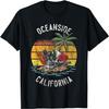 Oceanside Beach Kalifornien Palmen Totenkopf Surfen Sonnenuntergang Urlaub T-Shirt