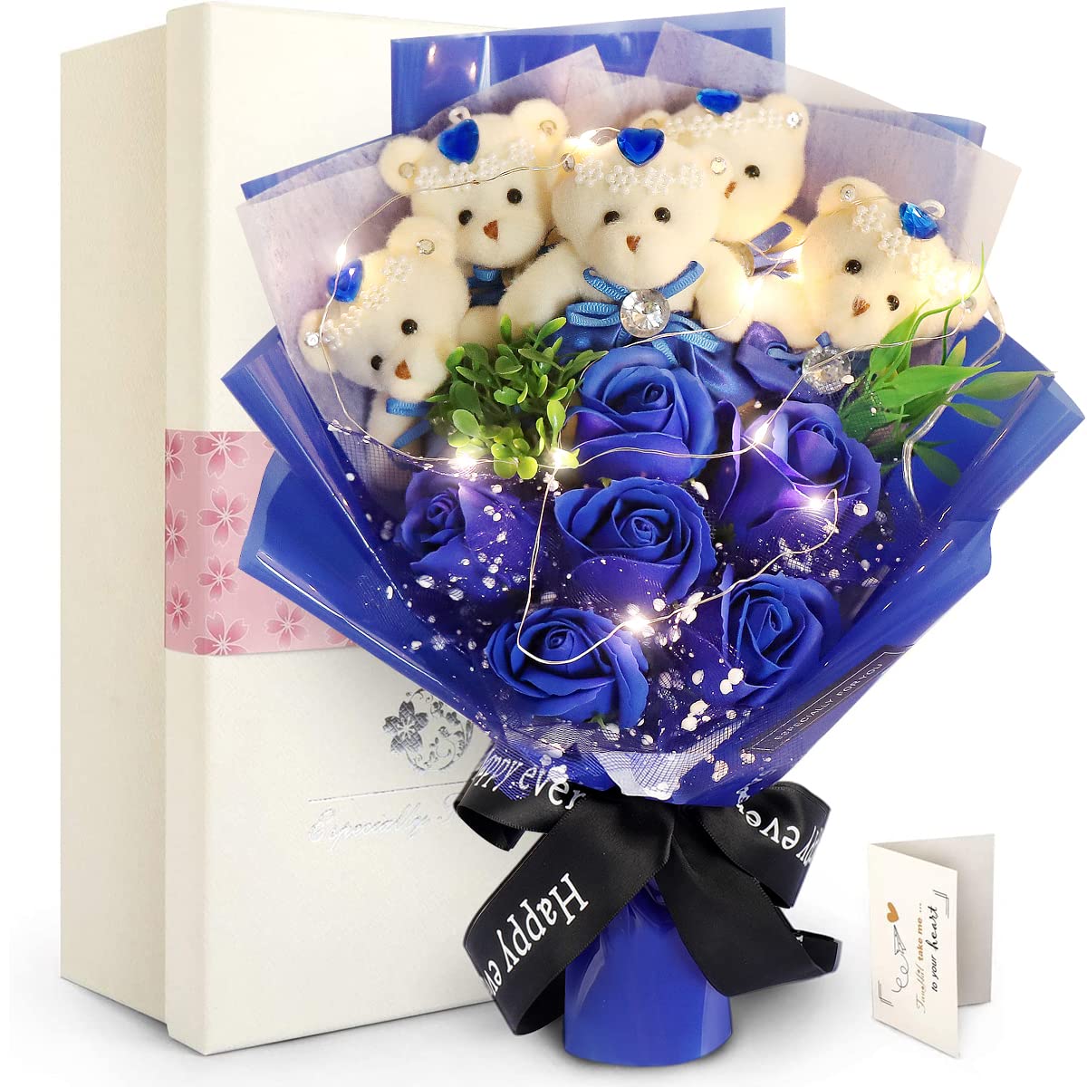 

Фаухал Светящееся светодиодное мыло Синий Искусственный плюшевый букет в виде медведя 6 Подарок на день рождения в знак уважения к пожилым людям, на пенсию, на свадьбу, подарок со словами благодарности