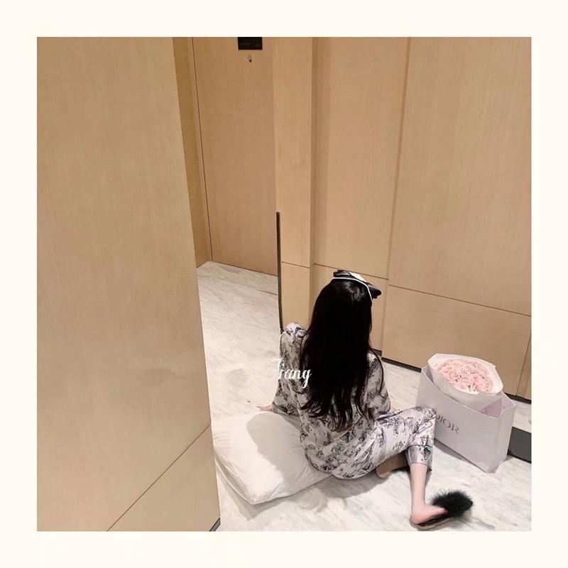 Women's Floral Silk Pajamas - Long-Sleeved, Thin & Stylish Korean Homewear for Spring/Autumn