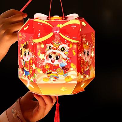Ancient Chinese New Year Lantern Cartoon Traditional 2026 Horse Year Lantern Paper Craft Luminous Portable Horse Lantern
