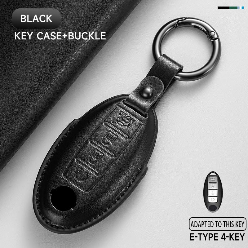 Schlüsseletui aus echtem Leder für Nissan Qashqai 2022 J12, Ariya, Altima, Teana, Juke, X-Trail (Schutzset)