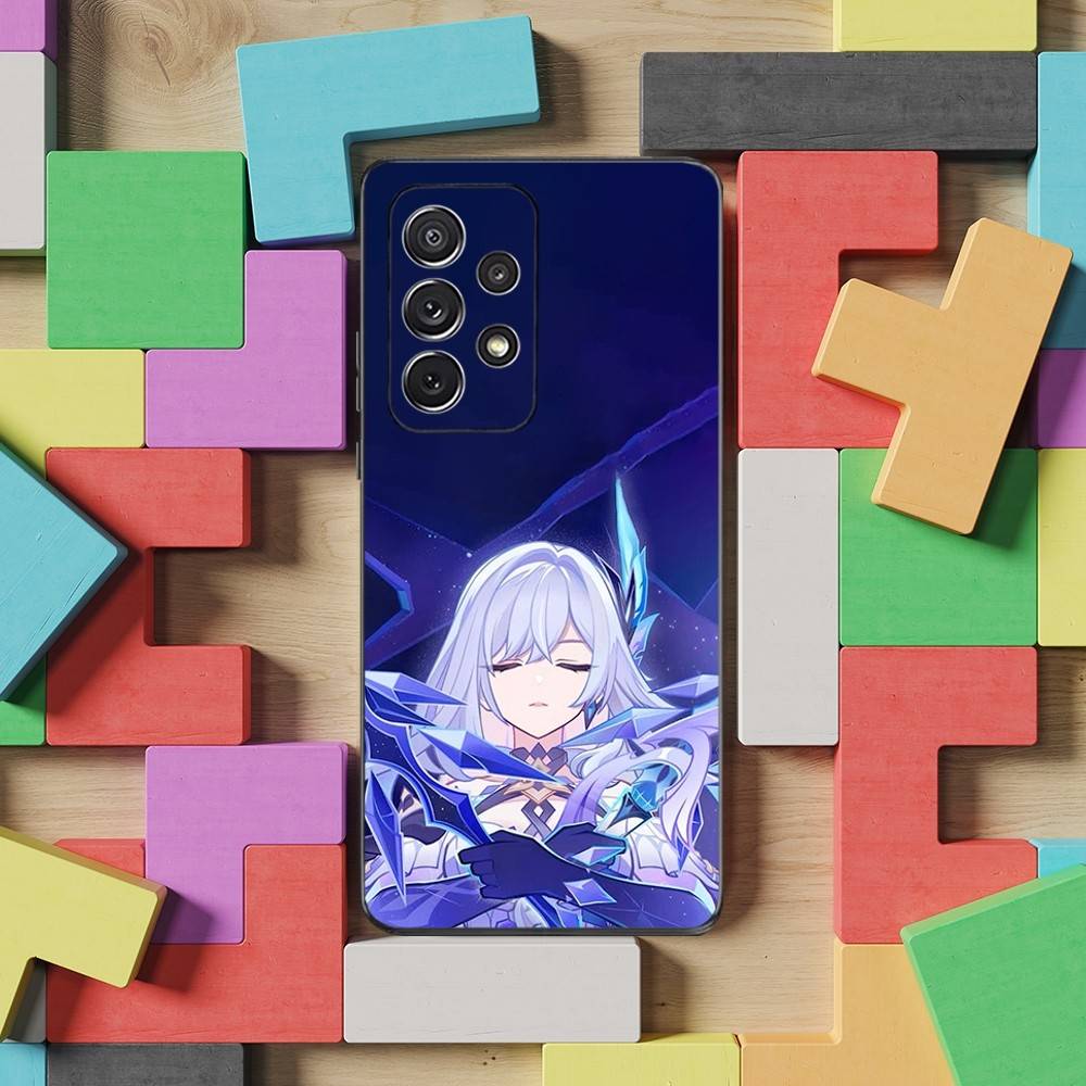 Genshin Impact Skirk Game Phone For Samsung S22,S25,S24,S23,Ultra,FE,Plus,S21,S20,S10,S9,Lite,Soft Silicone Black