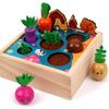 Wood Multi-Functional Children'S Educational Fruit Animal Shape Building Block Pulling Radish Pairing Farm Intelligence Car Toy