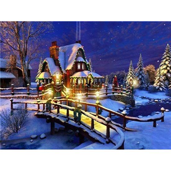 Huacan Full Square Diamond Painting Landscape Diamond Embroidery Snow Scene Picture Rhinestone Mosaic Painting