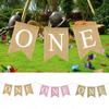 Paper Burlap ONE Garland ONE Letter Birthday Bunting Chair Flag Banner  Baby First Birthday