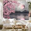 2D Cherry Blossom Full Moon Backdrop Lake Mountain Background