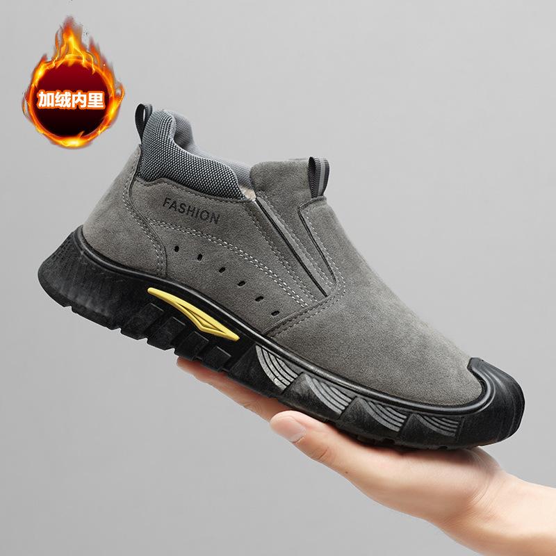 

Labor insurance shoes waterproof and non-slip men s winter velvet thickened deodorant Martin boots one pedal work shoes trendy and versatile 39
