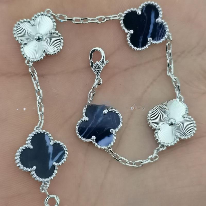 Exquisite Four-leaf Clover Bracelet for Women Five-flower Bracelet Double-sided Natural White Mother-of-pearl and Carnelian Bracelet