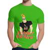 Rundhals Johnny Bravo Brille Cartoon T-Shirt Grafikdruck Unisex Reines Baumwoll-T-Shirt Heiß