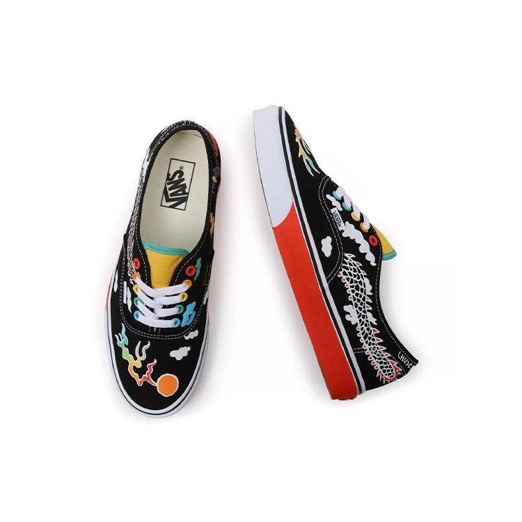 Vans Authentic Classic Casual Dragon Print Low Top Skate Shoes Unisex Sneakers Black Multicolor VN0A5KRDATB
