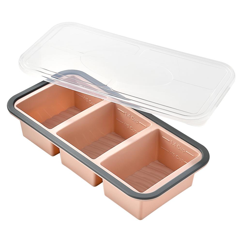 Cutie de prânz din silicon cu compartimente și capac - Container pentru congelator și depozitare alimente pentru mese proaspete