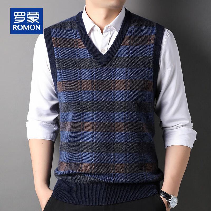 ROMON Men's 100% Cashmere V-Neck Sleeveless Vest