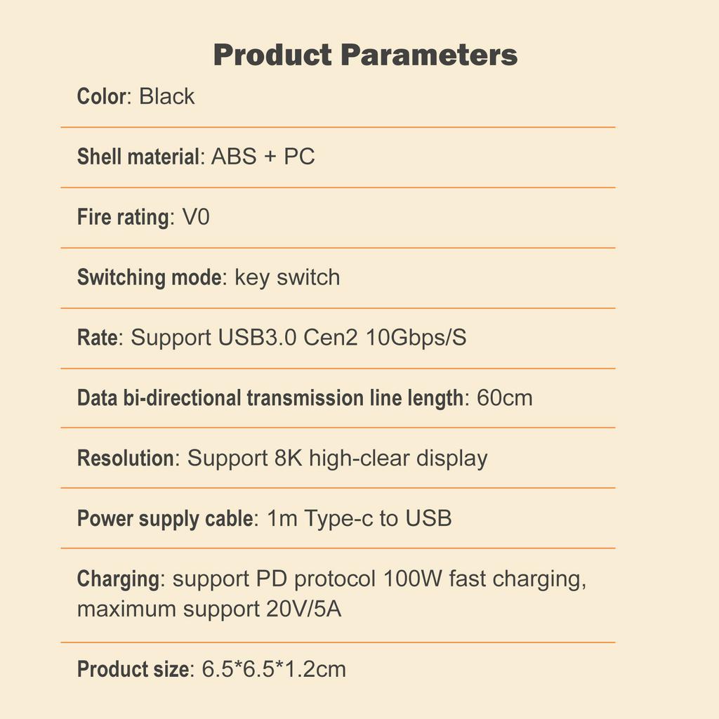 USB C 2 in 1 Out, KVM USB C 8K Bidirezionale 1 in 2 Out, Trasferimento Dati 10 Gbps, Ricarica PD 100 W, KVM Tipo C con Indicatore per Monitor Condiviso