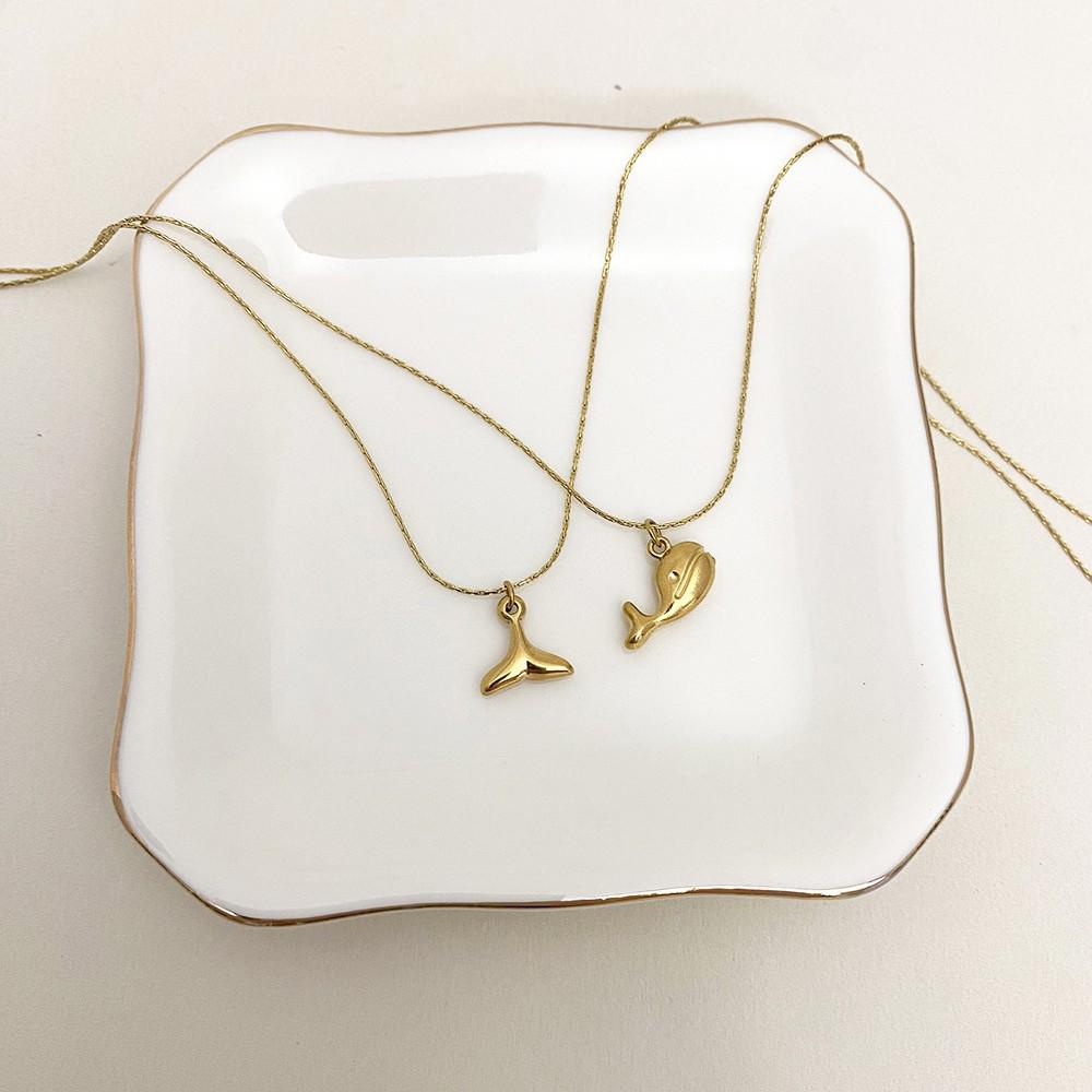 Gold Whale Mermaid Tail Necklace Women's Chain - Fade-Resistant Titanium Steel