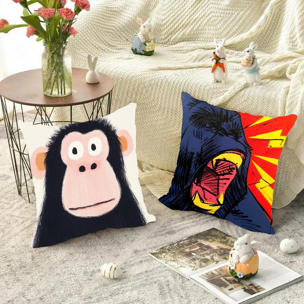 G-Gorilla Creative Cartoon Animation Pillow Case Square Pillow Bedroom Sofa Leisure ComfortCar Living Room Home Decoration 40X40