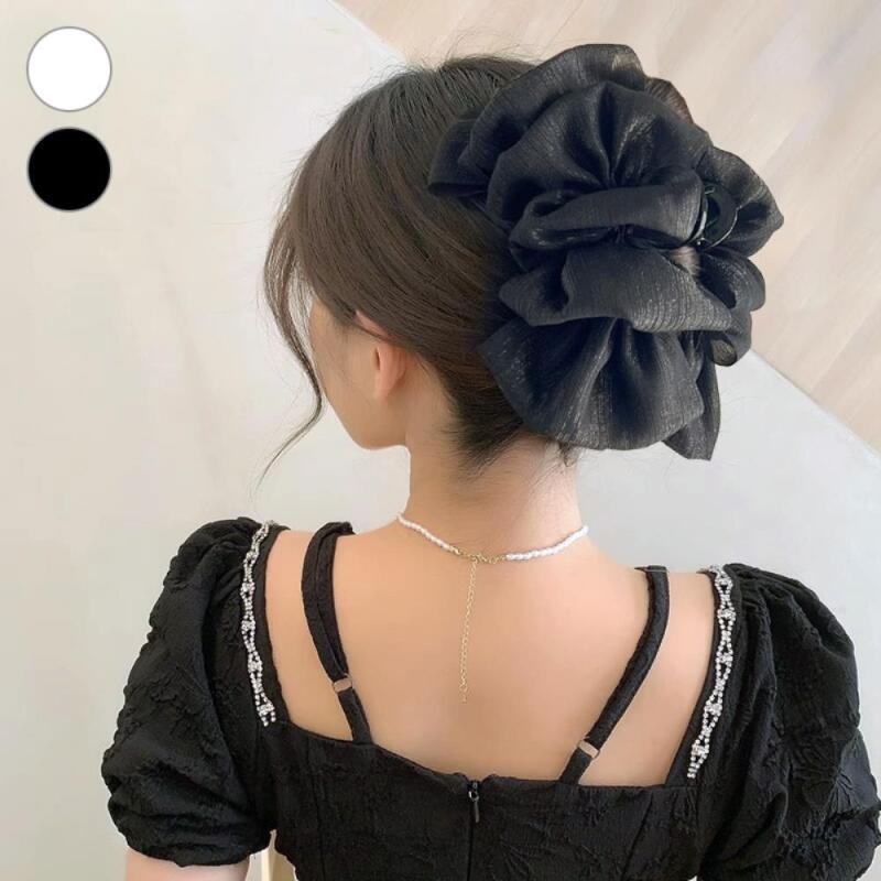 Women s Chiffon Shirring Hair Clip A33249_White