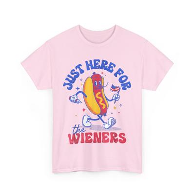 Hotdog 4th of July Funny T-Shirt, Just Here For The Wieners Fourth of July Shirt