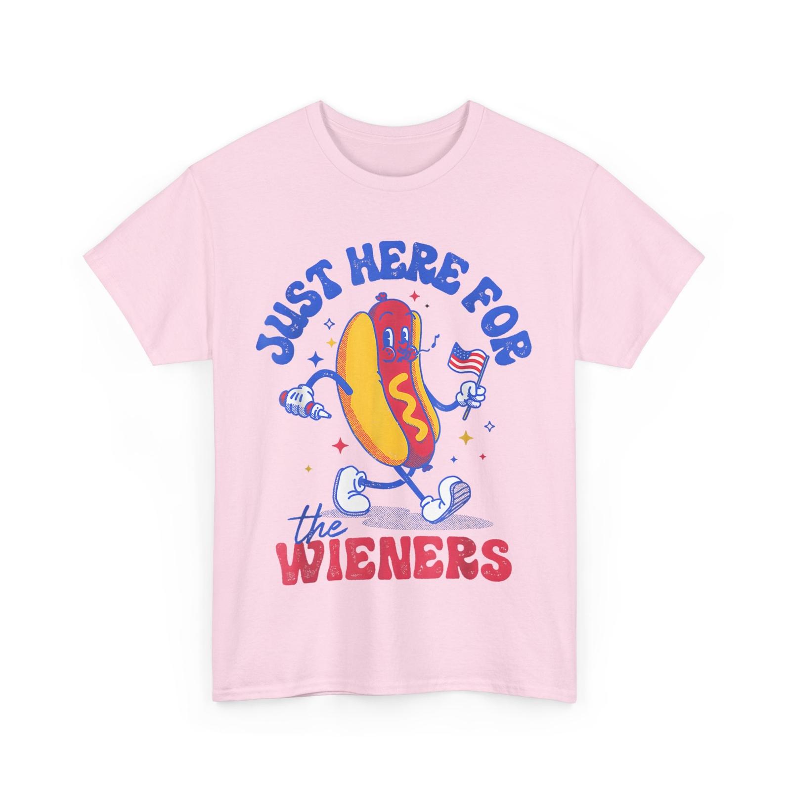 Hotdog 4th of July Funny T-Shirt, Just Here For The Wieners Fourth of July Shirt M
