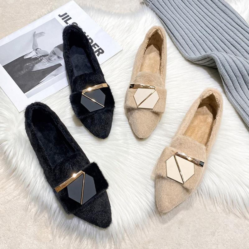 Novos Sapatos Rasos Quentes Femininos Lindo Bico Fino Mocassins de Calçar Botas Pequenas Casuais para Menina