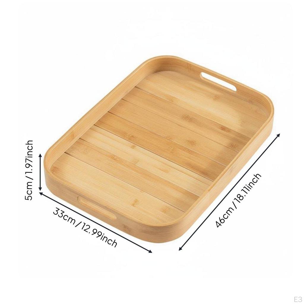 Bamboo Serving Tray Versatile Rectangular Food Smooth for Kitchen, Dining Room S