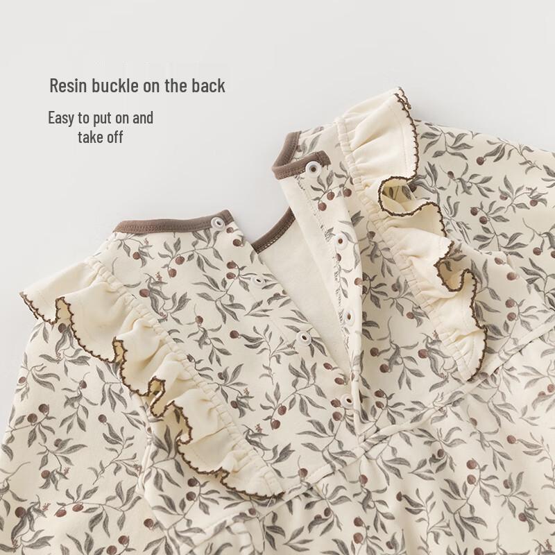 Guaiqi Bear Infant Girl's Long-Sleeve Cotton Bodysuit