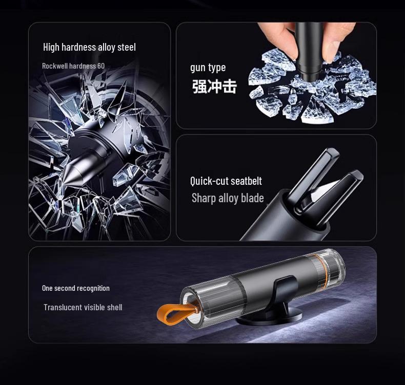 Car Safety Hammer with Window Breaker & Cutter - Multifunctional Lifesaving Tool