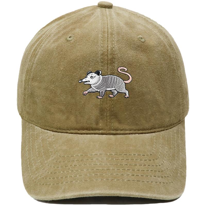 New cartoon possum embroidered baseball cap washed retro dad hat personalized men's and women's leisure sports hat