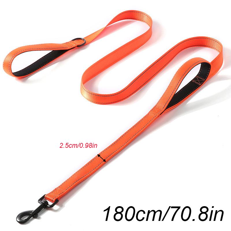 1.8m Two Handle Heavy Duty Nylon Dog Leash For Training Control Guard Rope Walking Cat Dog Harness Lead Reflective Night Safety
