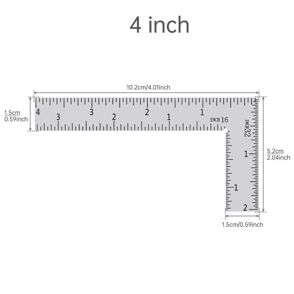 Stainless Steel 1.2mm L Shaped Ruler Double Imperial Scale Multi Size Heavy Duty Woodworking Decoration Engineering