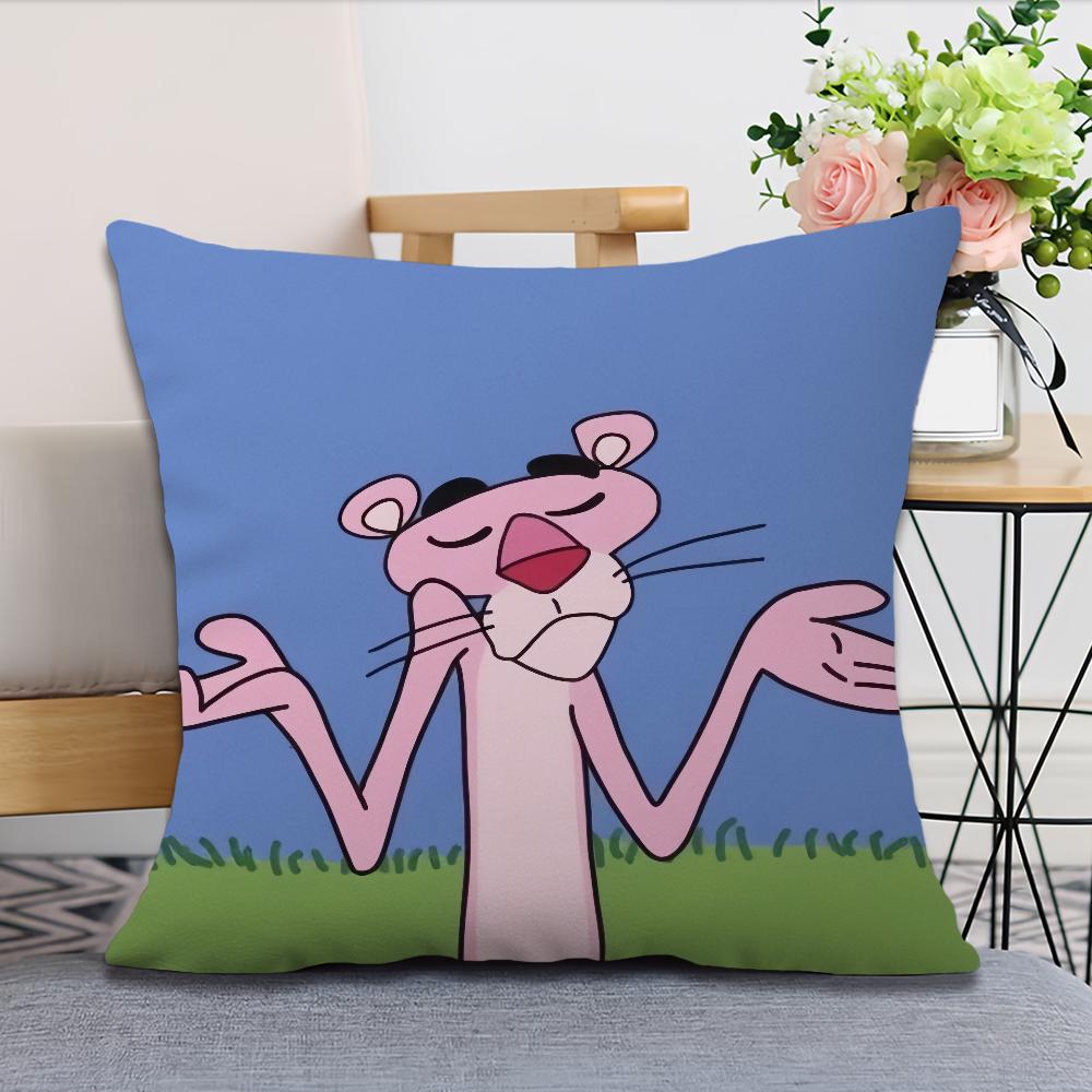 Cushion P-Pink Cover Soft Comfortable Pillow Case For Sofa Living Room Cartoon Panthers Home Office Decor Protective Covers