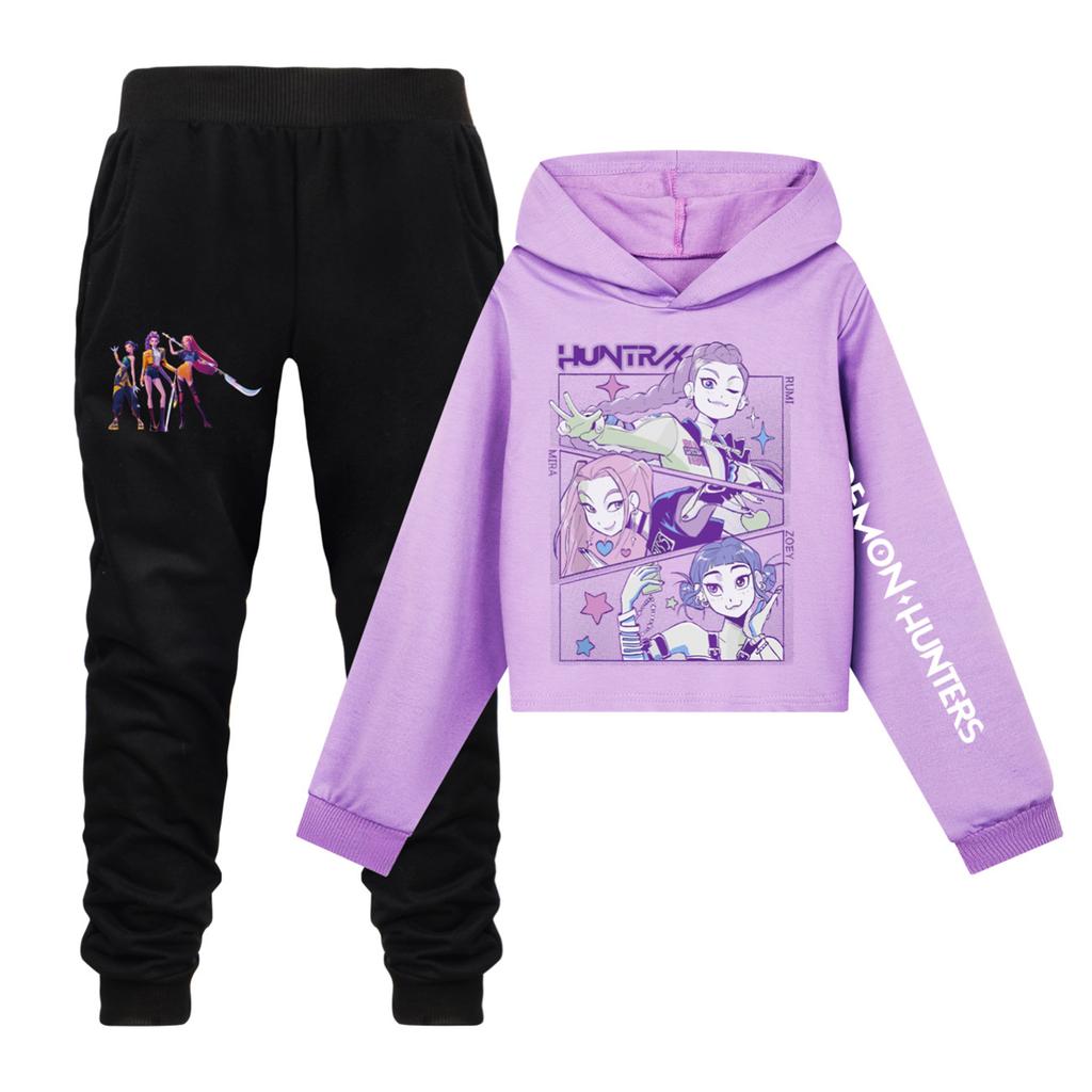 Children's Hooded Top And Pants Two-piece Tracksuit Set Long-sleeved Printed Clothing Set