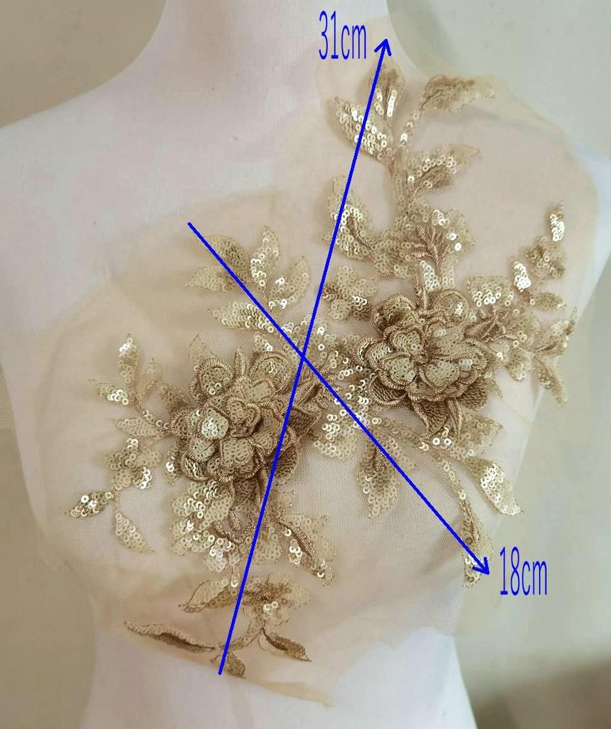 1Pc Colorful 3D Flower Embroidery Patch Sequin Sew On Clothing Embroidered Appliques