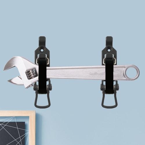 GUOOL 2x Shovel Mounts for Roof Racks, Shovel Holder Clamps, Wear-Resistant Quick Release with Screws, Strong Hammer Holder, Tool Organizer, Black