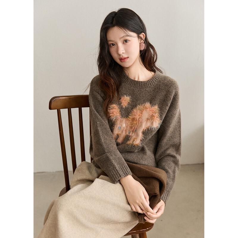 MISHOW Women's Faux Mink Pony Knit Pullover Sweater