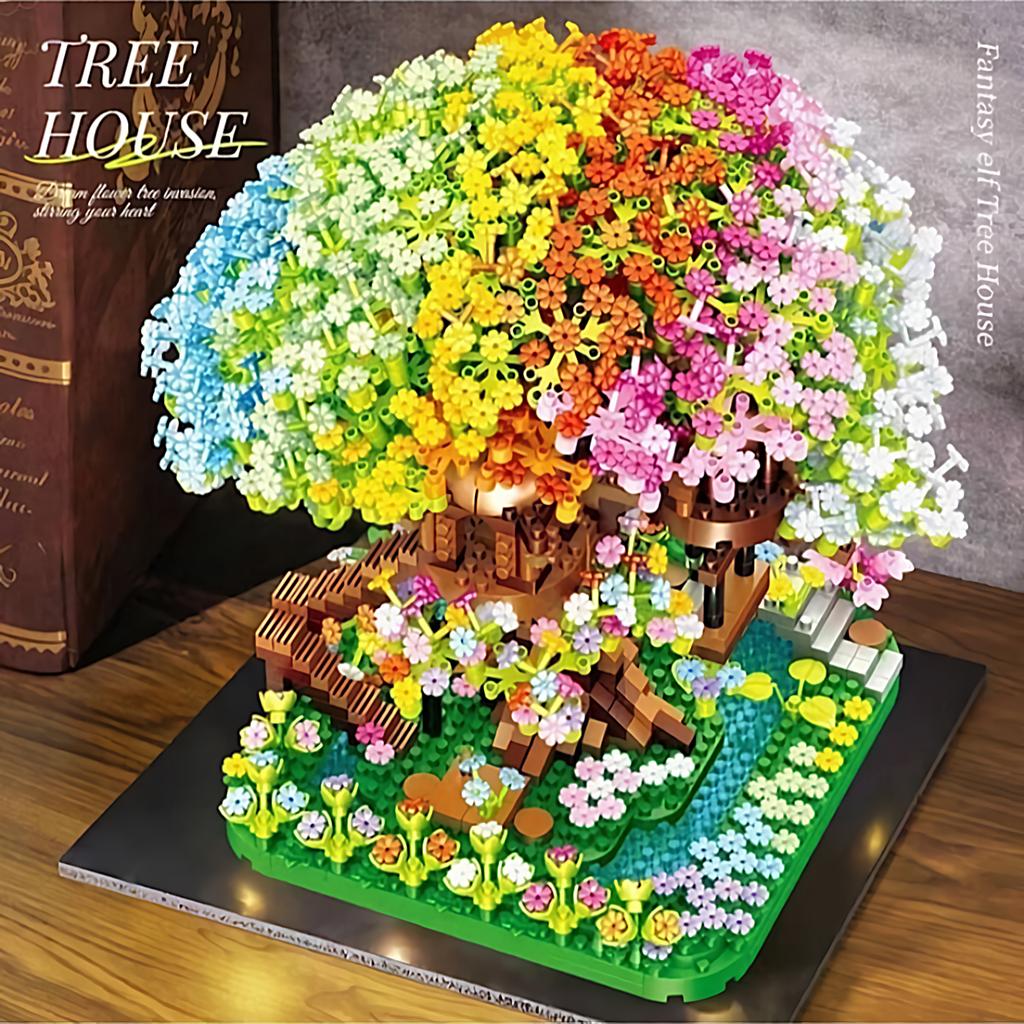 Mini Sakura Tree Building Blocks Set DIY Cherry Blossom Bricks Treehouse Model Decoration Romantic Gift for Girlfriend