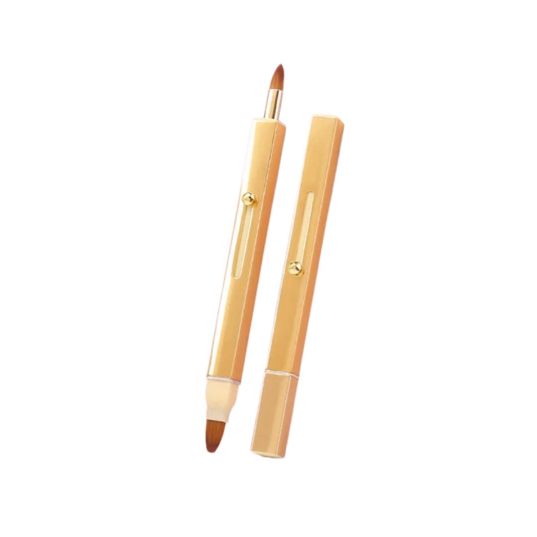 

UPLUS Double-Ended Lip Brush, Extendable with Dust-Proof Cap [Desert Gold], Lipstick Brush, Lip Color Brush, 1 pack золотий