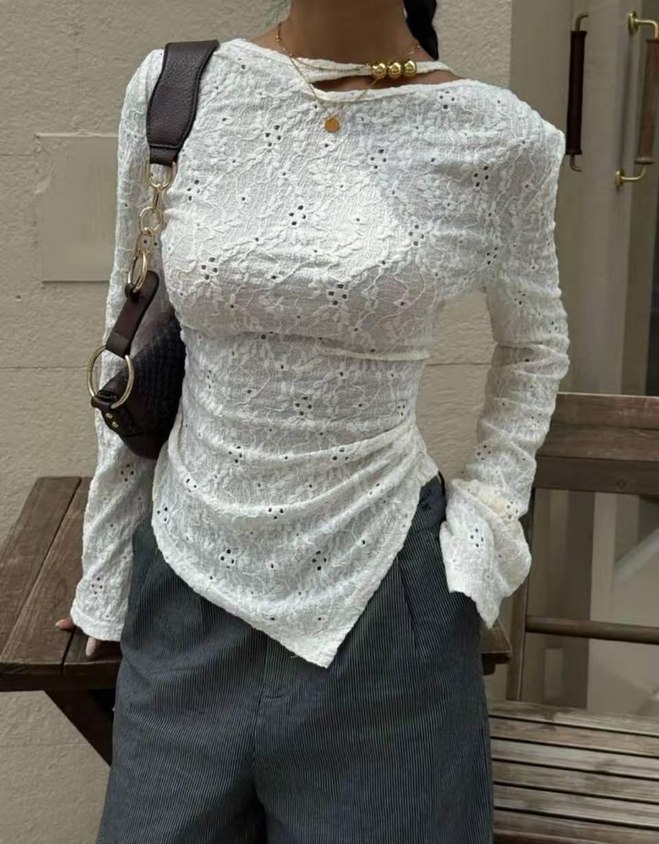 

Элегантный женский вязаный топ с длинным рукавом и ажурным дизайном – Омолаживающий и шикарный для всех сезонов Extra Large белый