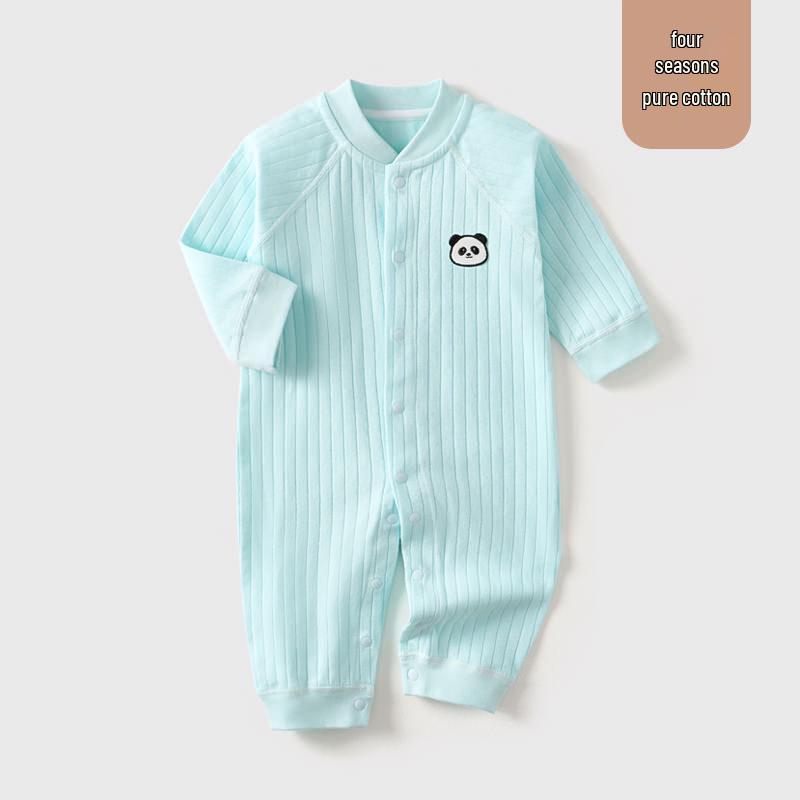Pure Cotton Baby Romper: Open Front, Class A, for 0-12 Months, Spring/Autumn, Newborn Outerwear, Crawling Suit, Single-Layer Base.