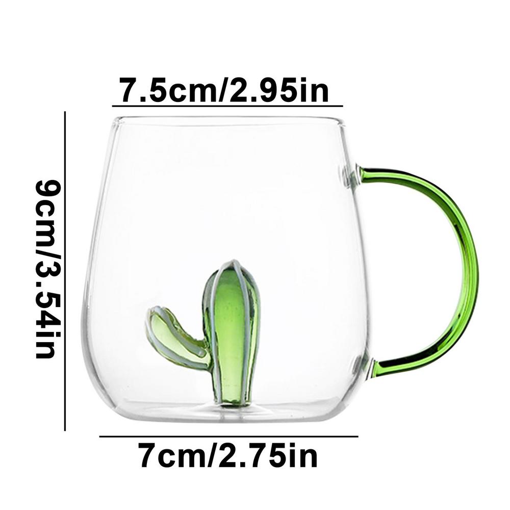 Kaktus / Mały Wieloryb Szklanka Trójwymiarowy Kształt Zwierzęcia i Rośliny Kubek do Kawy Mleka Napoju Słodki Przezroczysty Szklany Kubek
