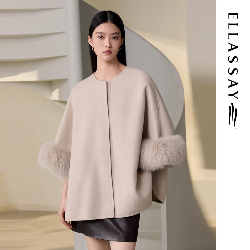 

ELLASSAY Women s Dropped Shoulder Merino Wool Cape Coat M